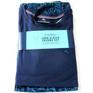 Tommy Bahama Men's Long Sleeve Island Life 2 Piece PJ set Tropical Navy Blue NWT